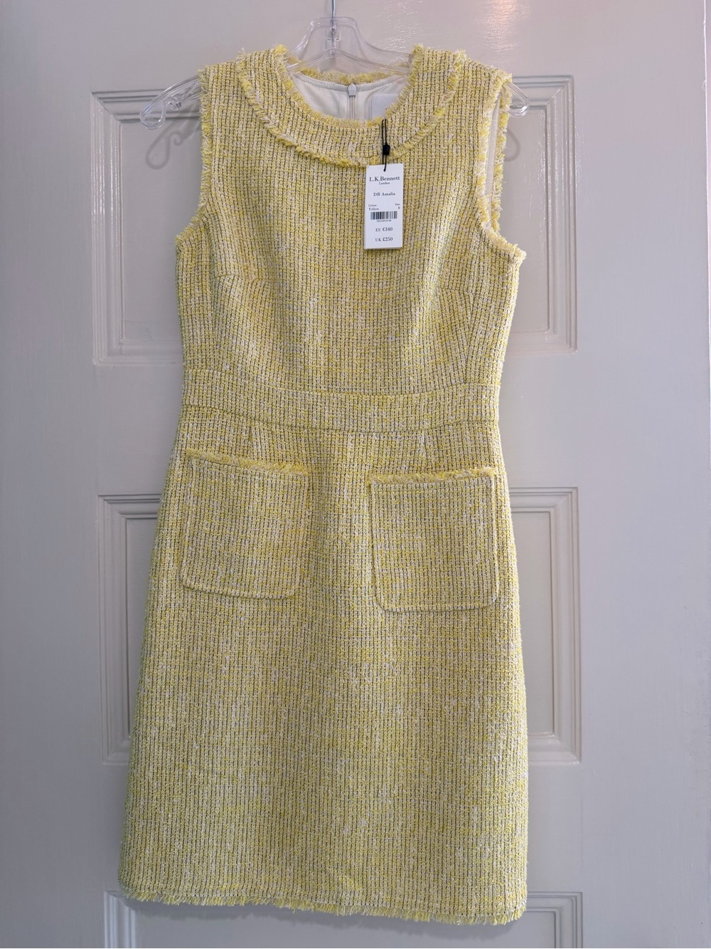 LK Bennett Yellow Tweed Sleeveless Sheath Dress - Size 4 NWT